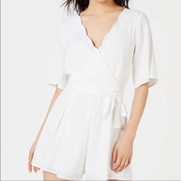 Trixxi Pants - Trixxi white scallop linen romper